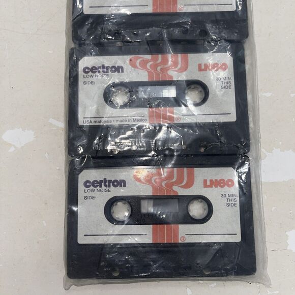 Vintage NOS LN60 Certron Blank Cassette Tapes SEALED Recording New 3 Pack New - Picture 3 of 5